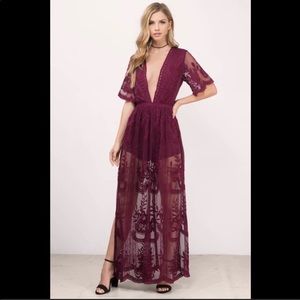 NWOT Honey Punch Lacey wine romper dress